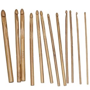 Vintage Bamboo Wooden Crochet Hooks Set of 12  Sized 3mm-10mm (D-P) Complete Set